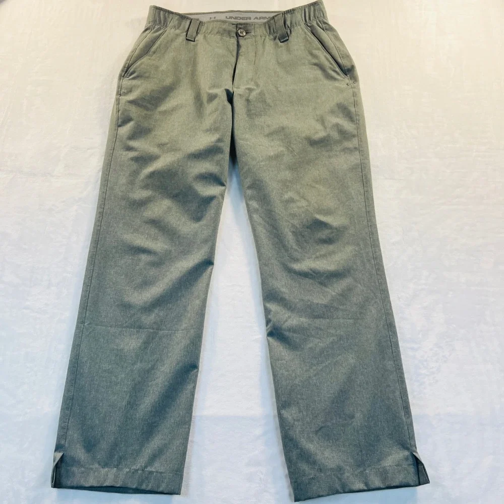 Under Armour Mens Match Play Golf Pants Grey Heather Loose Fit 32x32 Tapered Leg